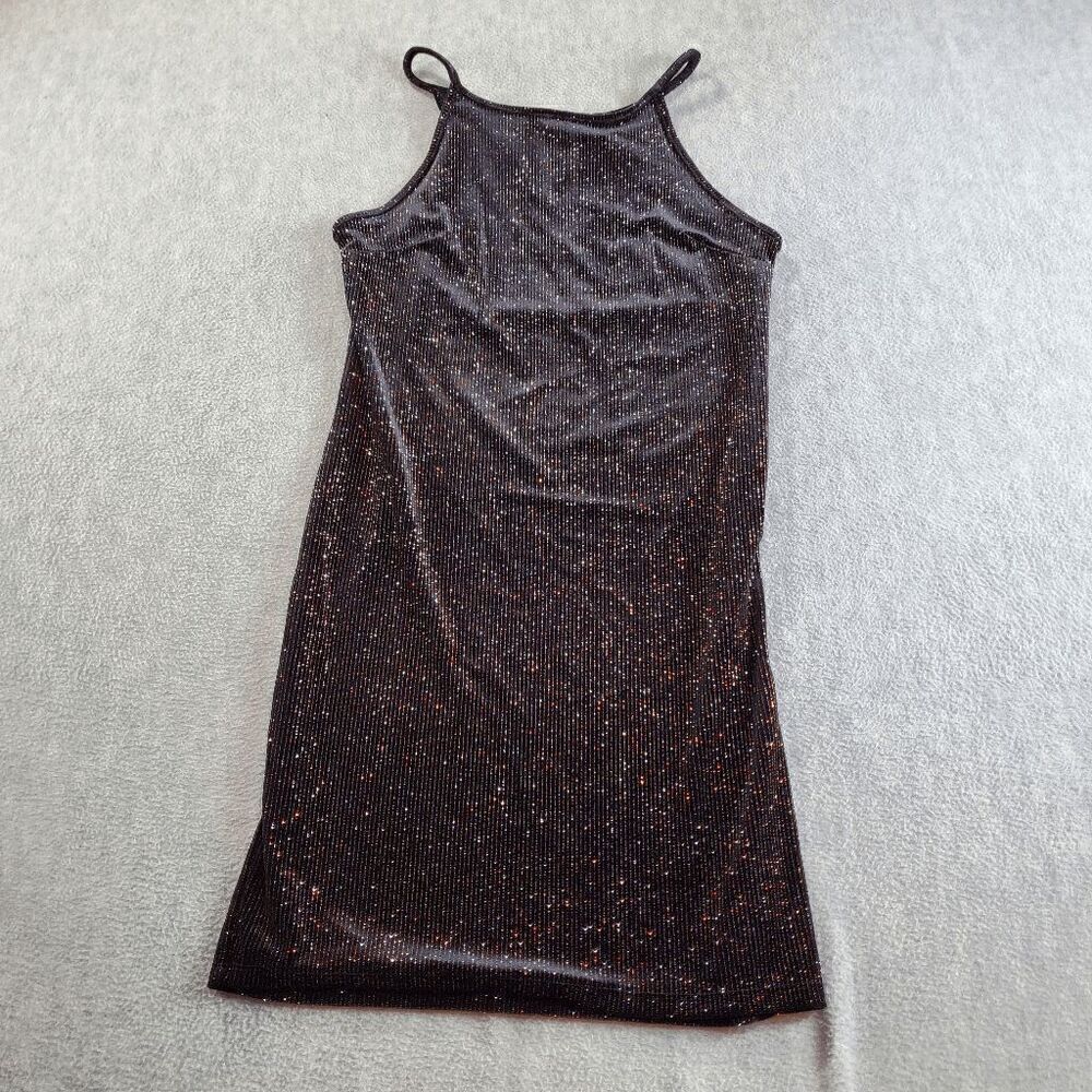 Wild Fable Dress Womens Medium Black Tank Metallic Sleeveless Round Neck Strap